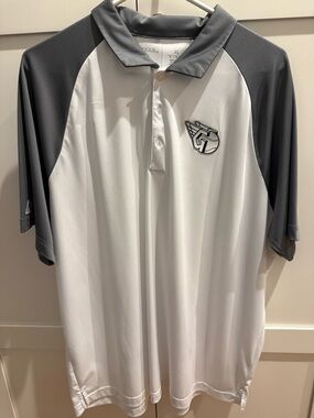 Cleveland Guardians Antigua White and Gray Raglan Golf Polo